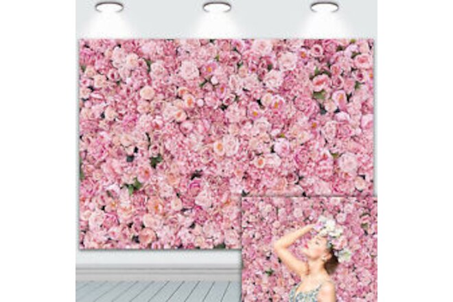 Pink Rose Flower Wall Backdrops Wedding Birthday Floral Theme Party Background