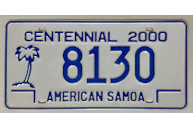 2000 AMERICAN SAMOA Centennial Palm Tree License Plate - AS #8130