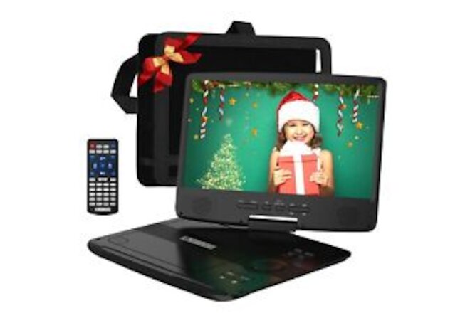 12" Portable DVD Player with 5-Hour Rechargeable Battery, 10.1" HD Swivel Dis...