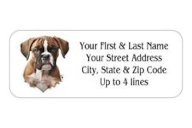 150 Boxer Puppy cute Mailing Return Address Labels Personalized  1 x 2 5/8 in.