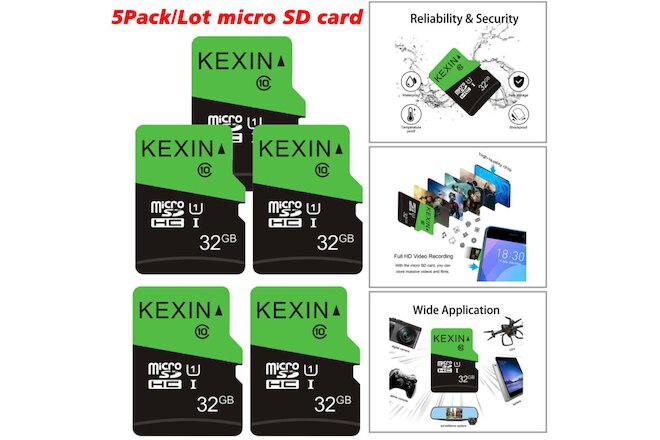 5PACK/Lot 32GB Micro SD Card SDHC Memory Card TF Class 10 SD High Speed TF Cards