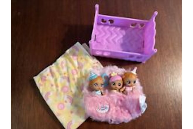 Baby Born Surprise Mini Babies Series 2 Purple Crib Candy Fluff Twins Mini Doll