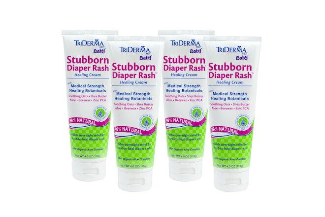 TriDerma Baby Stubborn Diaper Rash Healing Cream Value Pack, (4) 4 Ounce Tubes