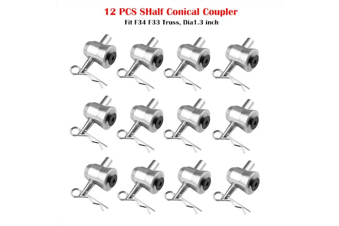 12Pcs Aluminum Half Conical Coupler with Clips Pins for Stage Truss Fit F34 F33