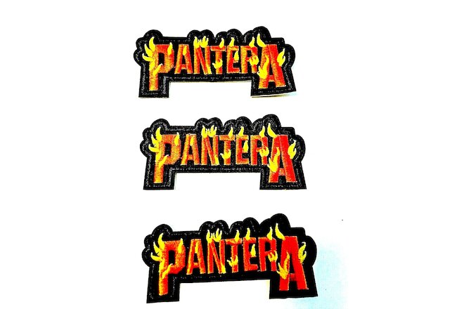 Pantera Patch Embroidered, Iron On, Mint, New, 4" X 2", Flame Set of  3