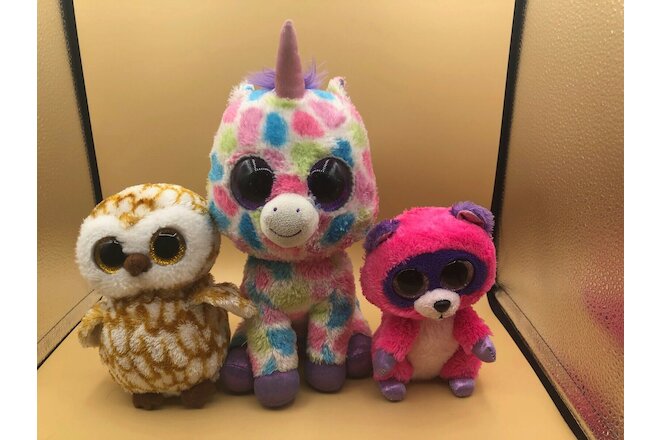 TY Beanie Toys Bundle Plush Kids Soft Stuffed Animal Doll Swoops Wishful Roxie