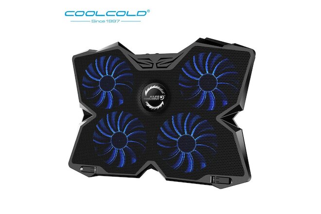 Laptop Cooling Pad 2 USB 5 Fan Gaming Led Light Notebook Cooler For 12-17inch