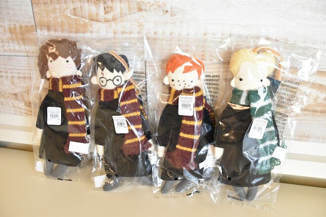 NEW Pottery Barn Harry Potter Set 4 Plush Ornaments Harry Ron Hermione Draco