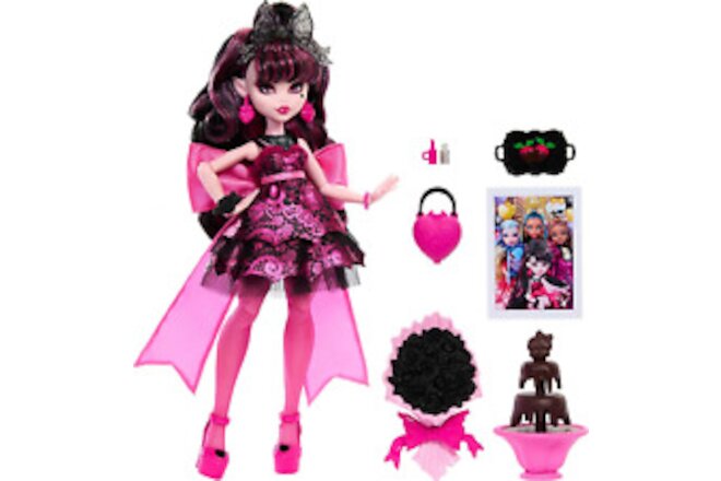 Doll, Draculaura in Monster Ball Party Dress with Themed Accessories Includin...