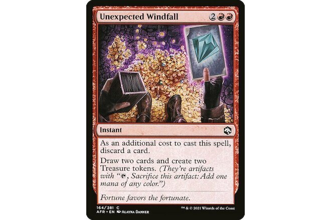 UNEXPECTED WINDFALL x4 ~mtg NM-M Adventures in The Forgotten Realms Common