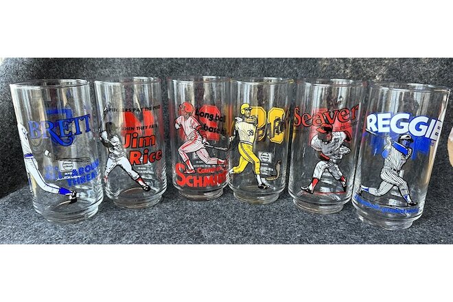 Vintage PEPSI MSA 1981 Super Action BASEBALL Legend Glasses- Complete Set of Six