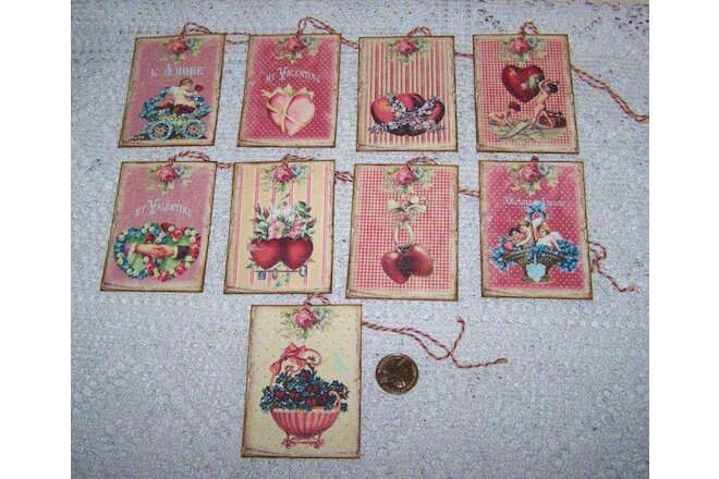 9~Valentine's Day~Vintage~Ephemera~Fussy Cut~Linen Cardstock~Gift~Hang~Tags