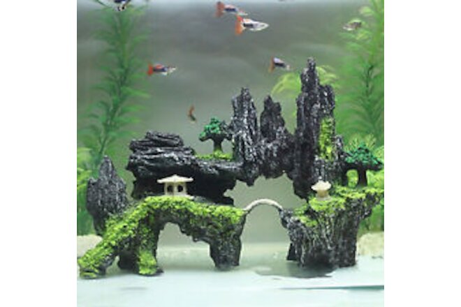 Fish Tank Landscaping Non-fading Simulation Tree Bridge Resin Rockery Beautiful