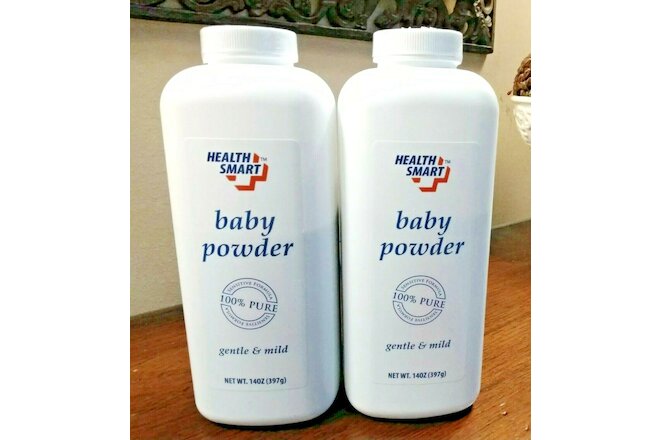 (2) Health Smart Baby Powder 100% Pure Sensitive Formula WITH TALC 14 oz Gentle