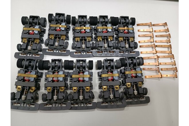 TYCO TCR CHASSIS WIDE LOT OF 10 COMPLETE GREY /10 sets shoes! BRAND NEW. SALE!