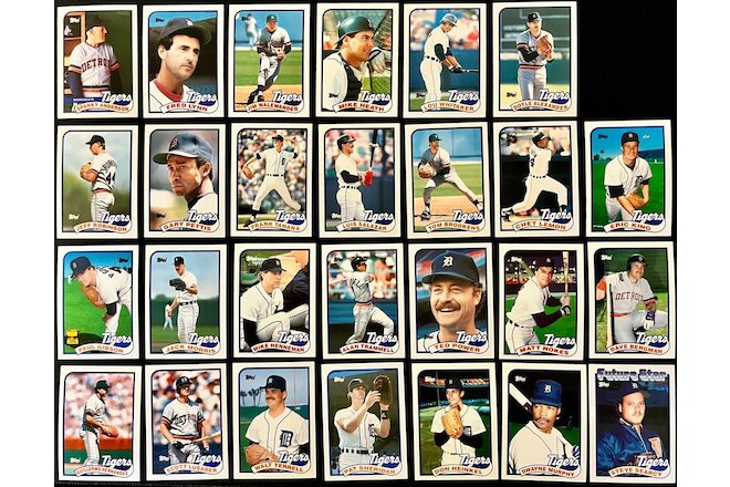 ⚾️ 1989 Topps Tiffany - Detroit Tigers - Lot (27) Cards - Sparky Anderson Error