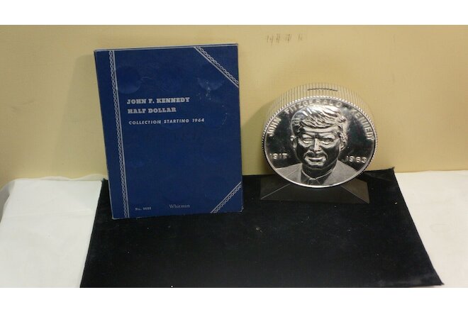 President John F. Kennedy ASTRO Coin Bank w partial filled whitman halves holder