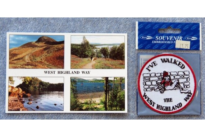 WEST HIGHLAND WAY - SCOTLAND Souvenir Emb. Patch & Postcard Not Addressed *MINT*