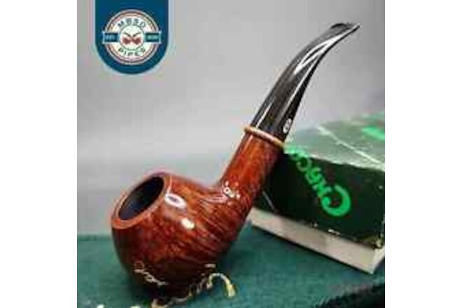 Chacom Trekking 262 Smooth Bent Apple Estate Briar Pipe, Unsmoked, 9mm, Adapter