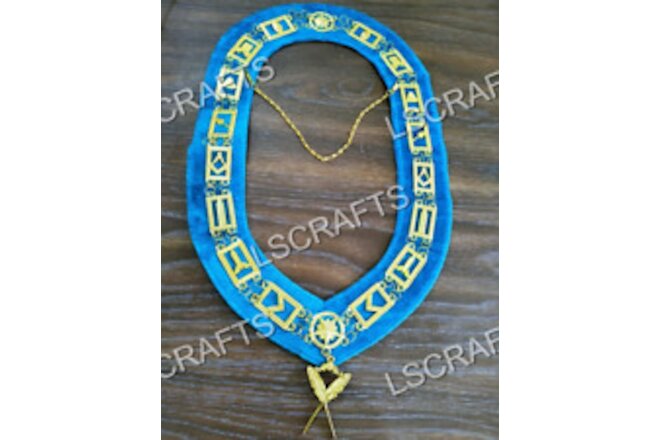 Masonic Master Masons Blue Lodge Gold Collar Chain +Secretary  Jewel