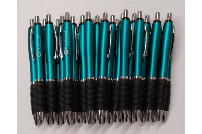 30ct Lot Retractable Misprint Pens Thick Barrel Rubber Grip TEAL/AQUA BLUE/GREEN
