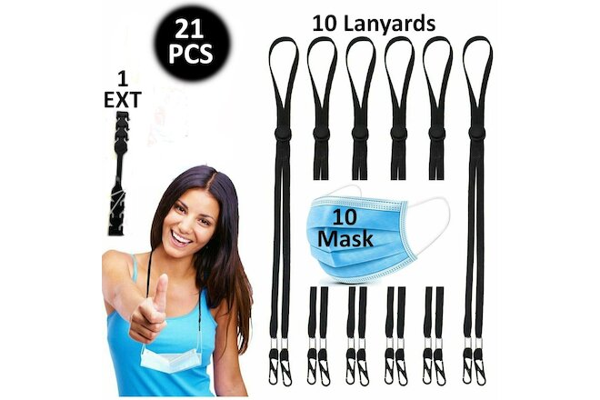 21PC Adjustable Mask Lanyard Face Mask Extender Ear Savers for Mask Strap Holder