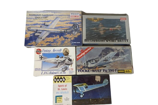 VTG Model Airplane Kit Lot of 5 Airfix Hawk Aurora Heller Minicraft WWII NIB