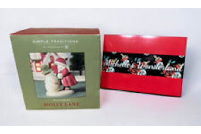 Dept 56 Simple Traditions Holly Lane Pleased To Meet You Girl & Snowman NIB