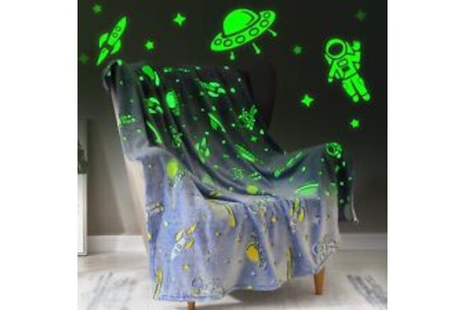 Glow in The Dark Blanket Space Gifts for Boys - Glowing Star Astronaut Spaces...