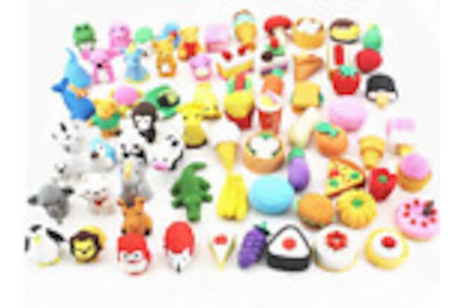 ArtioHipo 30 Assorted Erasers, Animal & Foods Collection Random Selected Eraser