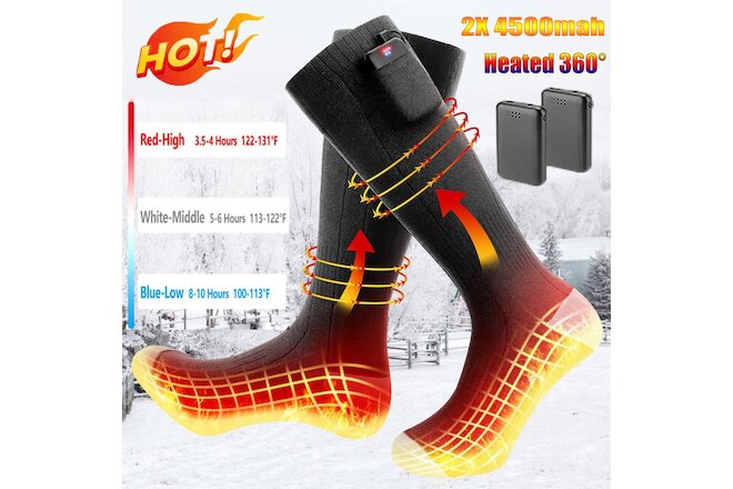 Heat Battery Electric Heated Socks Winter Warm Outdoor Sports Rechargeable Socks