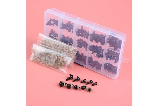 150Pcs Black Plastic Safety Doll Puppet Eyes 6/8/9/10/12mm For Creative Toys