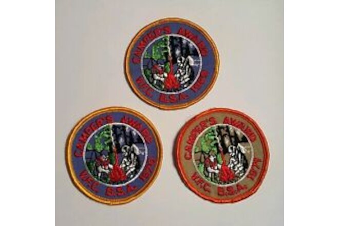 Boy Scout Patch Lot of 3 Campers Award BSA VFC Valley Forge 1969, 1970, 1971