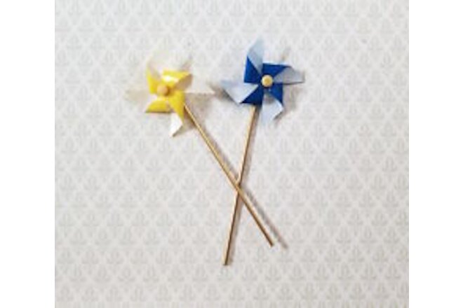 Dollhouse Toy Pinwheels Set of 2 Garden Windmills 1:12 Scale Miniatures