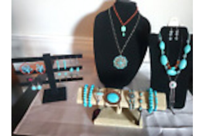 Paparazzi Silver Tone Faux Turquoise Costume Necklace Earring Jewelry Lot of 20