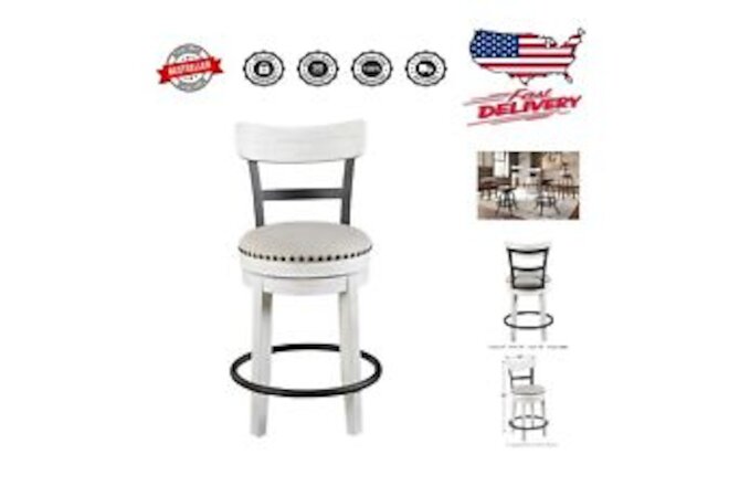 Chic Modern Barstool with Rustic Touch and Swivel Design - 24.5" Seat Height