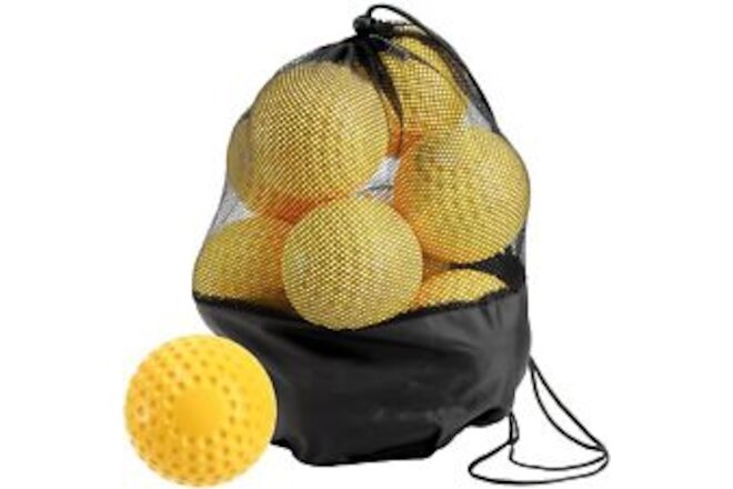 12 Pack Yellow Dimpled Practice Balls, 12-Inch Pitching Machine Softballs Bas...