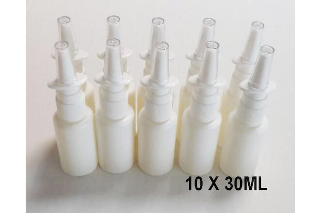 10X New Refillable White Plastic Nasal Spray Bottles