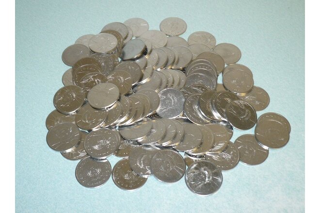 100 $1 DOLLAR SIZE STAINLESS SLOT MACHINE TOKENS - NEWLY MINTED