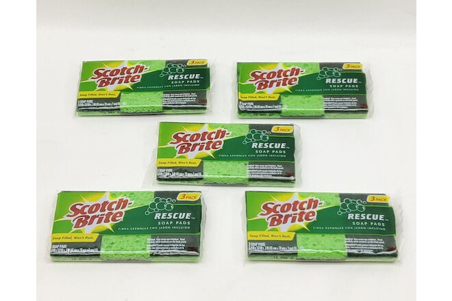 Scotch-Brite Soap Filled  Scrub Sponges 3 Pack Rescue Soap Pad Sponges  LOT OF 5