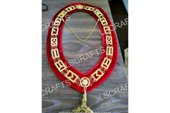 Masonic Master Masons Blue Lodge Gold Collar Chain + Senior warden Jewel