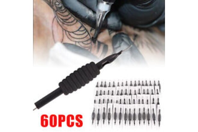 60 Sterile Disposable Tattoo Needle+Tube Kit with 3/4 Grip Tip RL RS RM MAG F