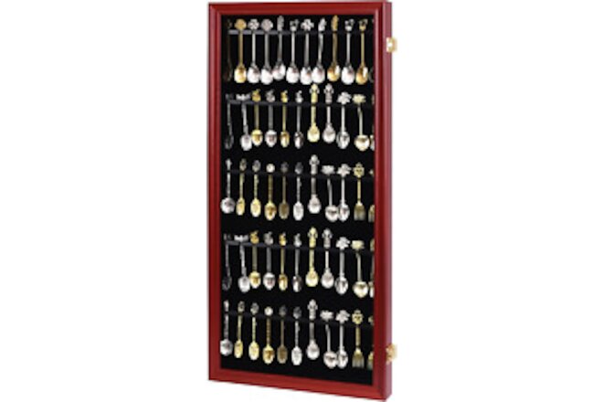 60 Souvenir Tea Spoon Display Case Collection Collector Rack Wall Mount Wooden W