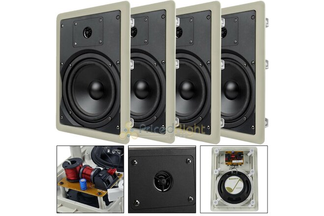﻿4 Pack 6.5" 2 Way In Wall Home Speakers 100 Watts 8 Ohm MTX Audio Flush Mount