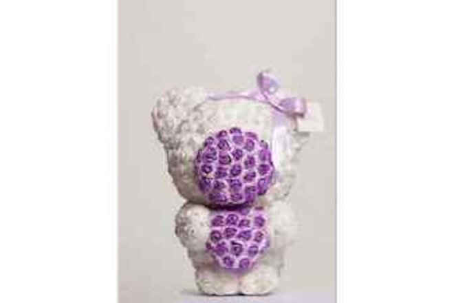 Handmade White Bear With Purple Glittery Heart