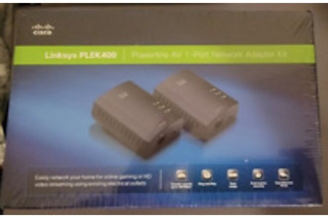 NEW & SEALED Linksys Powerline Homeplug AV 1 Port Fast Ethernet Kit PLEK400