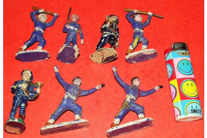 7 FIGURINES SOLDATS CHASSEURS ALPINS PLASTIQUE SANS MARQUE ANNEES 60 ABE 6CM