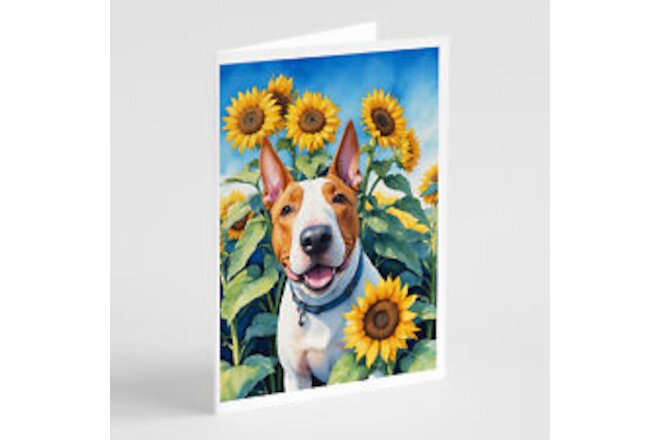 English Bull Terrier Sunflowers Greeting Cards Envelopes Pk of 8 DAC6070GCA7P