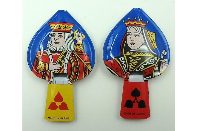Pair of Vintage Japanese Tin King and Queen Whistles
