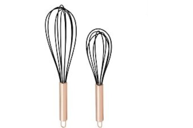 COOK WITH COLOR Set of 2 Kitchen Whisks, 10” and 12” Heat Resistant Non-Stick